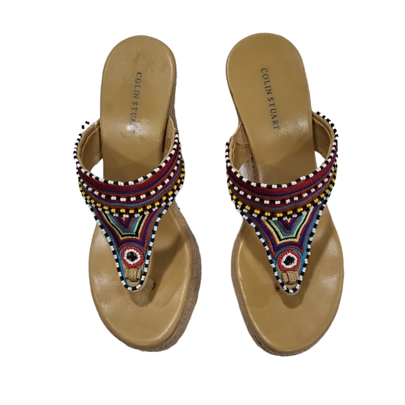 EUC Colin Stuart boho Bohemian Beaded Wedge Espedrilles 7-7.5 - Picture 4 of 14